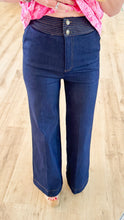 Dark Denim Contrast Stitch Wide Leg Jeans