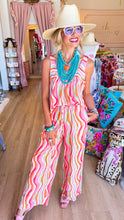 Cream Multi Wavy Stripe Pant Set