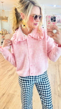 Light Pink Ruffle Collar Cardigan