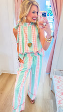Pink Checkered Mint Stripe Pant Set
