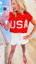 Deal of the day Red Sleeveless Polka Dot USA Knit Top