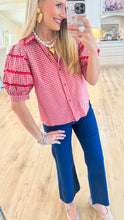 Red Gingham Puff Sleeve Top