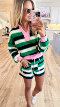 Green and Pink Long Sleeve Short Set