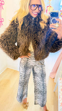 Grey Animal Print Wide Leg Jeans