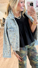 Light Denim Multi Colored Stone Jacket