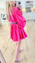 Hot Pink Contrast Piping Fit and Flare Dress