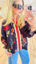 Black Floral Mix Textured Blouse