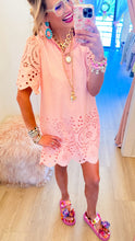Baby Pink Scallop Eyelet Mini Dress