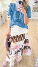 Pink and Cream Multi Patchwork Midi Skirt