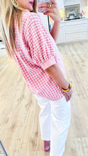 Pink Gingham Button Up Blouse