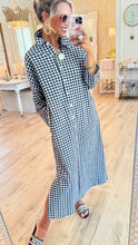Black Seersucker Gingham Maxi Dress