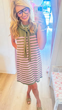 Olive and Pink Stripe Knit Scarf Dress
