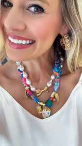 Multi Charm Scarf Necklace