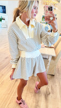 Black and Cream Stripe Zip Up Romper