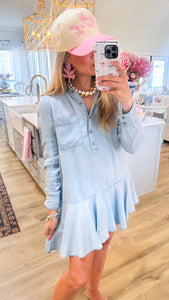 Chambray Denim Mini Dress