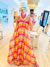 Deal of the day Pink and Orange Multi Plaid Maxi Dress