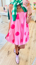 Pink Polka Dot Bubble Hem Dress