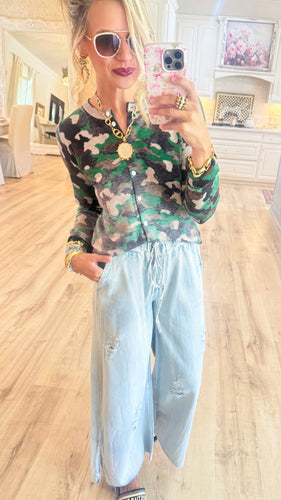 Taupe Multi Faded Camo Cardigan