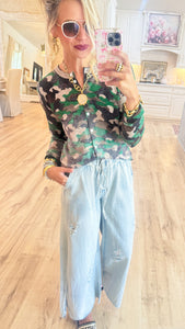 Taupe Multi Faded Camo Cardigan