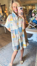 Floral Patchwork Denim Shirt Dress