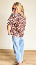 Ecru Leopard Print Puff Sleeve Top