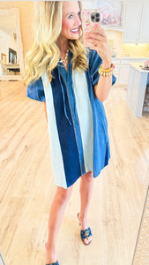 THML Denim Puff Sleeve Mini Dress