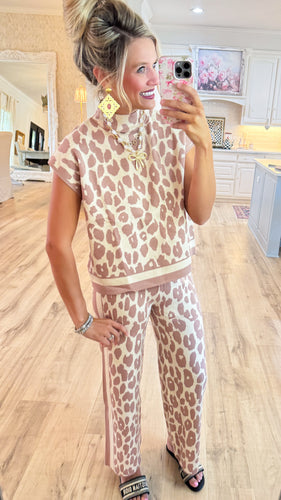 Taupe Leopard Pant Set