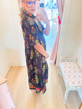 Black Floral Contrast Tiered Midi Dress