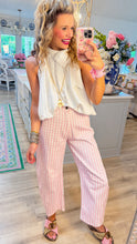 Light Pink Gingham Twill Barrel Pants