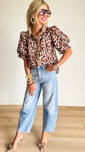 Ecru Leopard Print Puff Sleeve Top