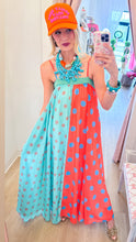 Coral Multi Polka Dot Pattern Maxi Dress