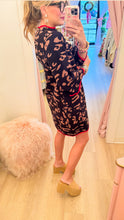 Black Leopard Mockneck Dress