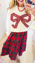 White Tartan Plaid Bow Sweater