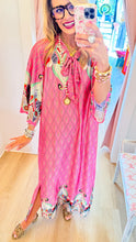 Pink Tellis Leaf Print Lounge Maxi Dress