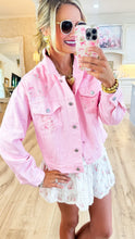 Pink Floral and Bow Patch Denim Jacket