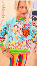 Queen of Sparkles Aqua Vintage Santa Sweatshirt