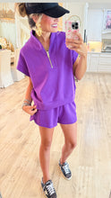 Purple Half Zip Scuba Short Set