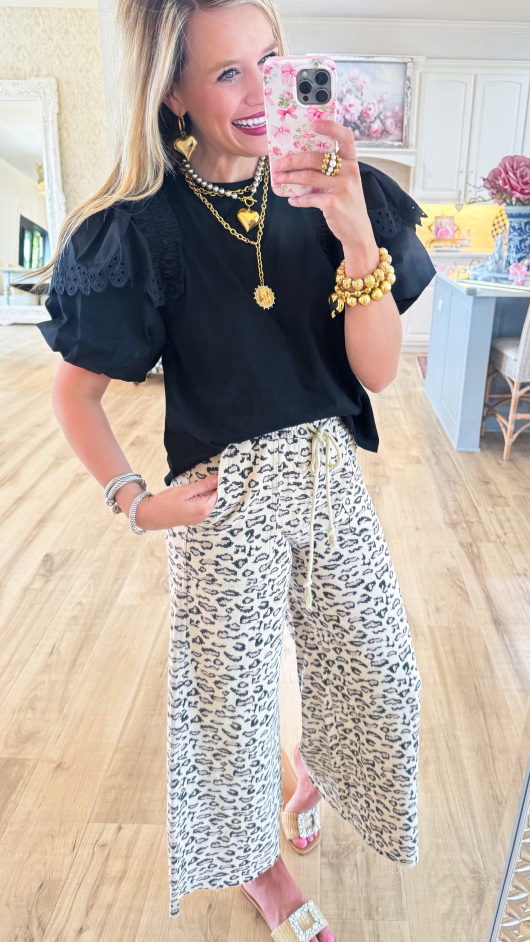 Mocha Animal Print Terry Knit Pants
