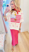 Light Pink and Blue Polka Dot Stars and Stripe Top