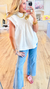 White Puffed Sleeve Blouse