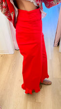 Tomato Red Ruffle Hem Pants