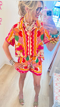 Pink and Orange Multi Print Ric Rac Trim Short Set