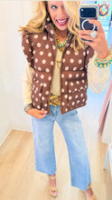 Brown Polka Dot Ruffle Puffer Vest
