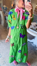 Queen of Sparkles Green Multi Butterfly Midi Dress
