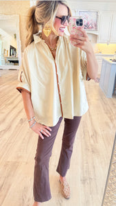 Tan Multi Contrast Hem Shirt
