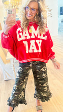 Camo Ruffle Wide Leg Pants