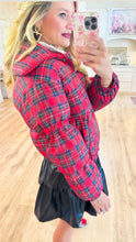 Red Plaid Puffer Jacket