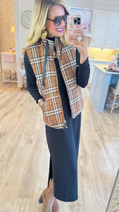 Chestnut Plaid Padded Vest