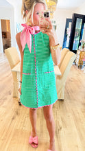 Green Gingham Contrast Trim Dress