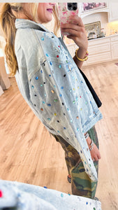 Light Denim Multi Colored Stone Jacket